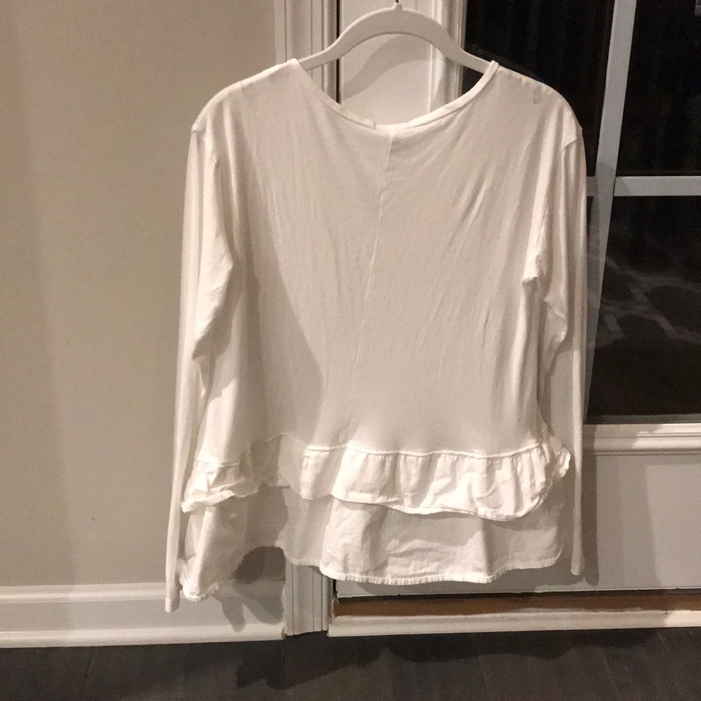 White Ruffle Long Sleeve Top - Picture 4 of 4